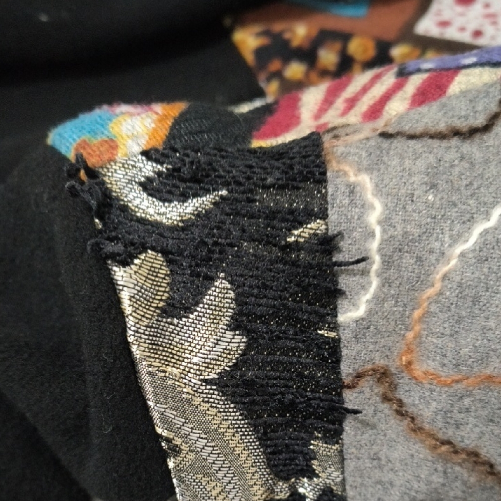 Adore Black Patchwork Pea Coat With Multicolor Pr… - image 8